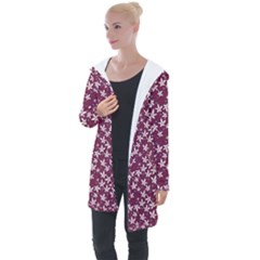 Small Flowers Pattern Longline Hooded Cardigan by Jancukart