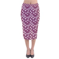 Small Flowers Pattern Velvet Midi Pencil Skirt