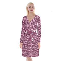 Small Flowers Pattern Long Sleeve Velvet Front Wrap Dress