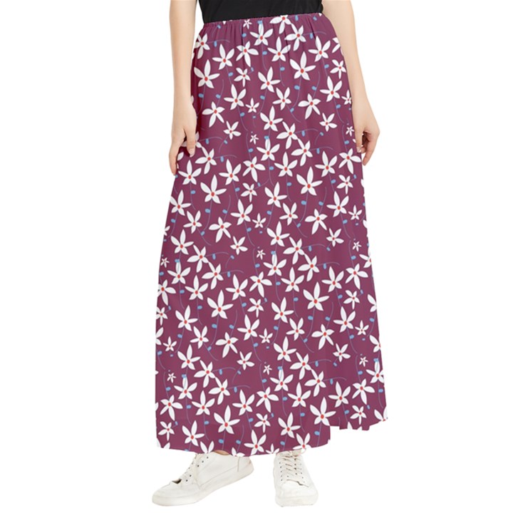 Small Flowers Pattern Maxi Chiffon Skirt