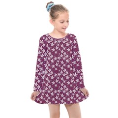 Small Flowers Pattern Kids  Long Sleeve Dress