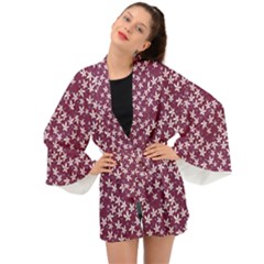 Small Flowers Pattern Long Sleeve Kimono