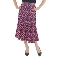 Small Flowers Pattern Midi Mermaid Skirt