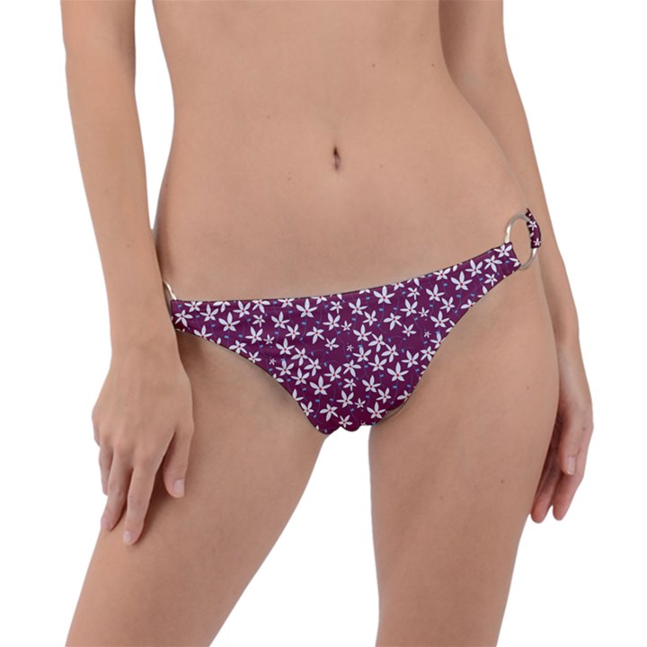 Small Flowers Pattern Ring Detail Bikini Bottom