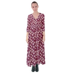 Small Flowers Pattern Button Up Maxi Dress