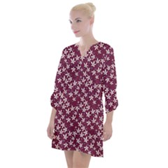 Small Flowers Pattern Open Neck Shift Dress by Jancukart