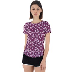 Small Flowers Pattern Back Cut Out Sport Tee