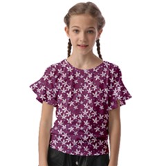 Small Flowers Pattern Kids  Cut Out Flutter Sleeves