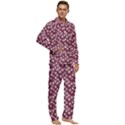 Small Flowers Pattern Men s Long Sleeve Velvet Pocket Pajamas Set View2