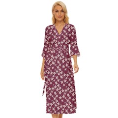 Small Flowers Pattern Midsummer Wrap Dress