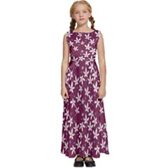 Small Flowers Pattern Kids  Satin Sleeveless Maxi Dress