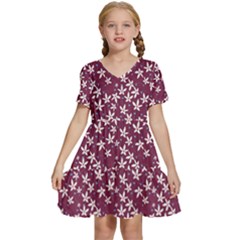 Small Flowers Pattern Kids  Short Sleeve Tiered Mini Dress