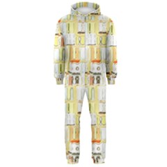 Abstract-pattern Hooded Jumpsuit (Men)