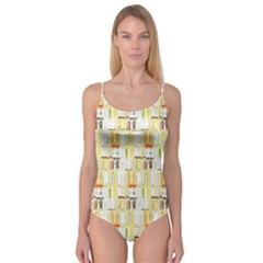 Abstract-pattern Camisole Leotard 