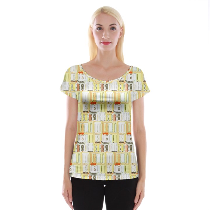 Abstract-pattern Cap Sleeve Top