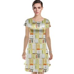 Abstract-pattern Cap Sleeve Nightdress