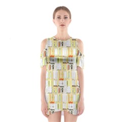 Abstract-pattern Shoulder Cutout One Piece Dress