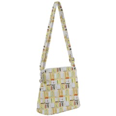 Abstract-pattern Zipper Messenger Bag