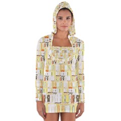 Abstract-pattern Long Sleeve Hooded T-shirt