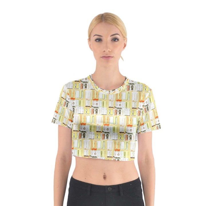 Abstract-pattern Cotton Crop Top