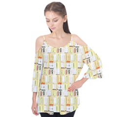 Abstract-pattern Flutter Sleeve Tee 