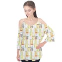 Abstract-pattern Flutter Sleeve Tee  View1