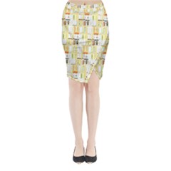 Abstract-pattern Midi Wrap Pencil Skirt