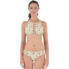 Abstract-pattern Perfectly Cut Out Bikini Set