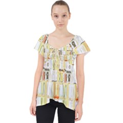 Abstract-pattern Lace Front Dolly Top