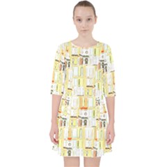 Abstract-pattern Quarter Sleeve Pocket Dress