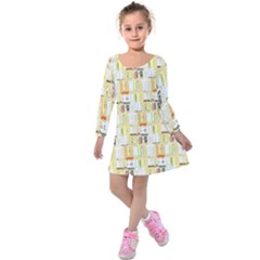 Abstract-pattern Kids  Long Sleeve Velvet Dress