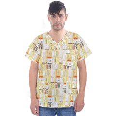 Abstract-pattern Men s V-neck Scrub Top