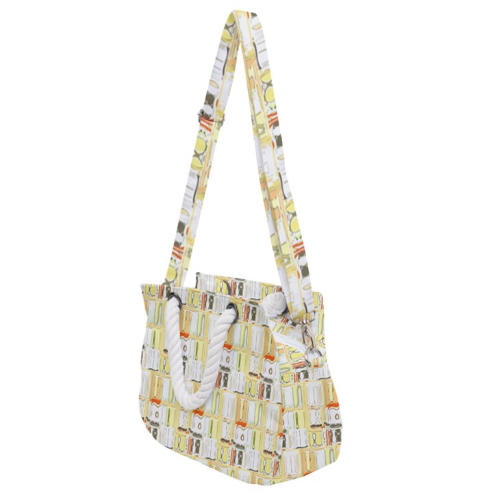 Abstract-pattern Rope Handles Shoulder Strap Bag