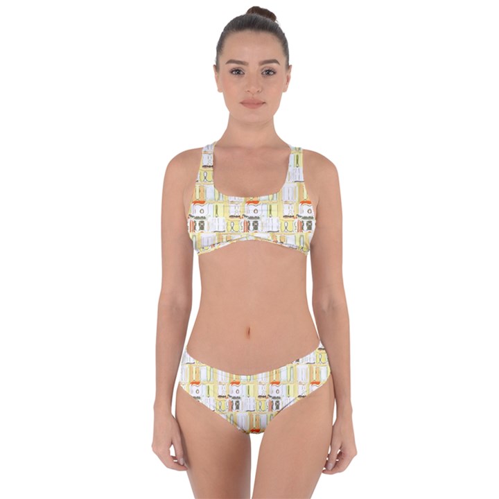 Abstract-pattern Criss Cross Bikini Set