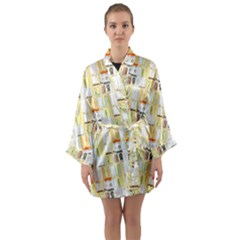 Abstract-pattern Long Sleeve Satin Kimono