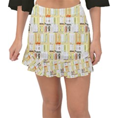 Abstract-pattern Fishtail Mini Chiffon Skirt