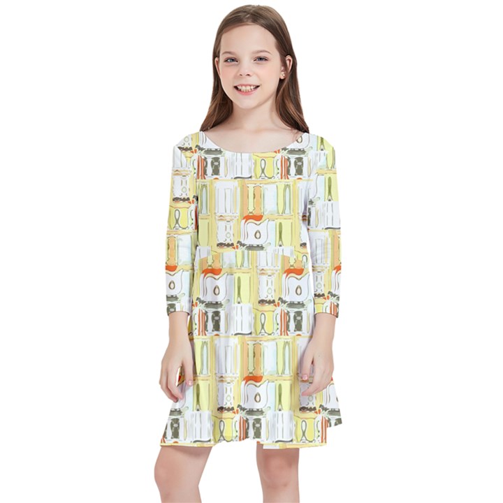 Abstract-pattern Kids  Quarter Sleeve Skater Dress