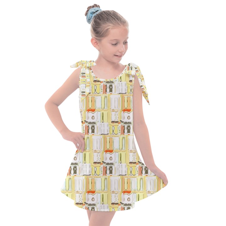 Abstract-pattern Kids  Tie Up Tunic Dress