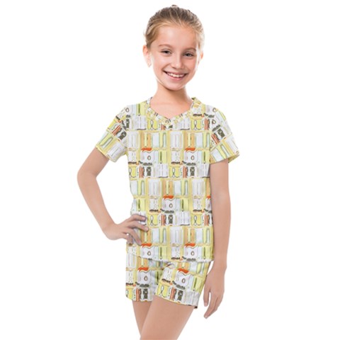 Abstract-pattern Kids  Mesh Tee And Shorts Set by Jancukart