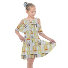 Abstract-pattern Kids  Shoulder Cutout Chiffon Dress