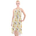 Abstract-pattern High-Low Halter Chiffon Dress  View1