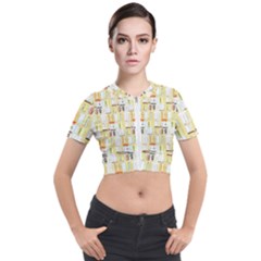 Abstract-pattern Short Sleeve Cropped Jacket