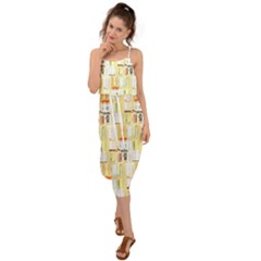 Abstract-pattern Waist Tie Cover Up Chiffon Dress