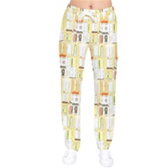 Abstract-pattern Women velvet Drawstring Pants