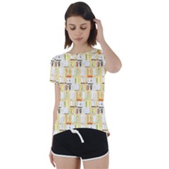 Abstract-pattern Short Sleeve Foldover Tee