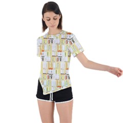 Abstract-pattern Asymmetrical Short Sleeve Sports Tee