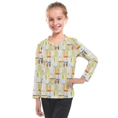 Abstract-pattern Kids  Long Mesh Tee