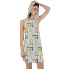 Abstract-pattern Racer Back Hoodie Dress