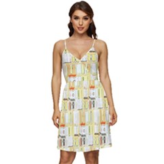 Abstract-pattern V-neck Pocket Summer Dress 