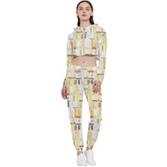 Abstract-pattern Cropped Zip Up Lounge Set